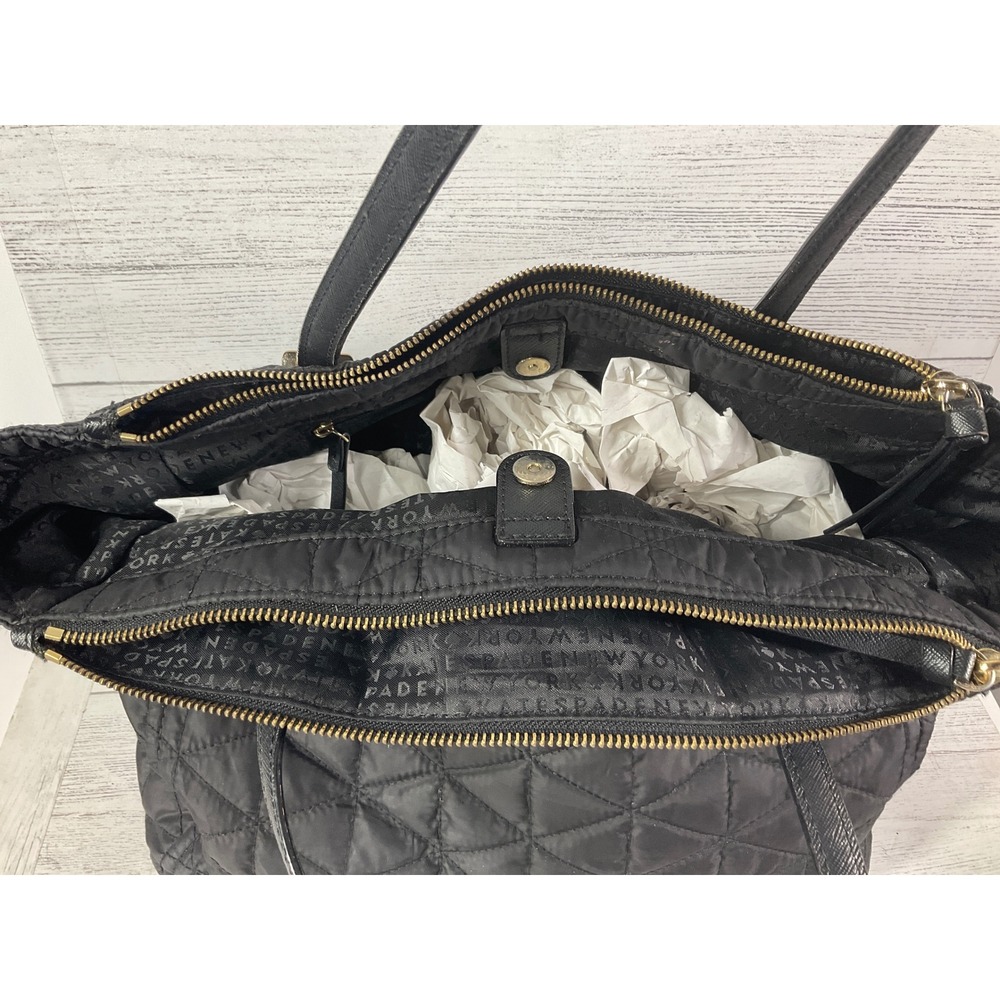 Kate Spade Quilted Black Tote Bag w/ Multiple compartments - Picture 2 of 7